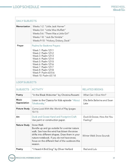 Hibernate Term: Early Learner Morning Time Plans - Homeschool Better Together