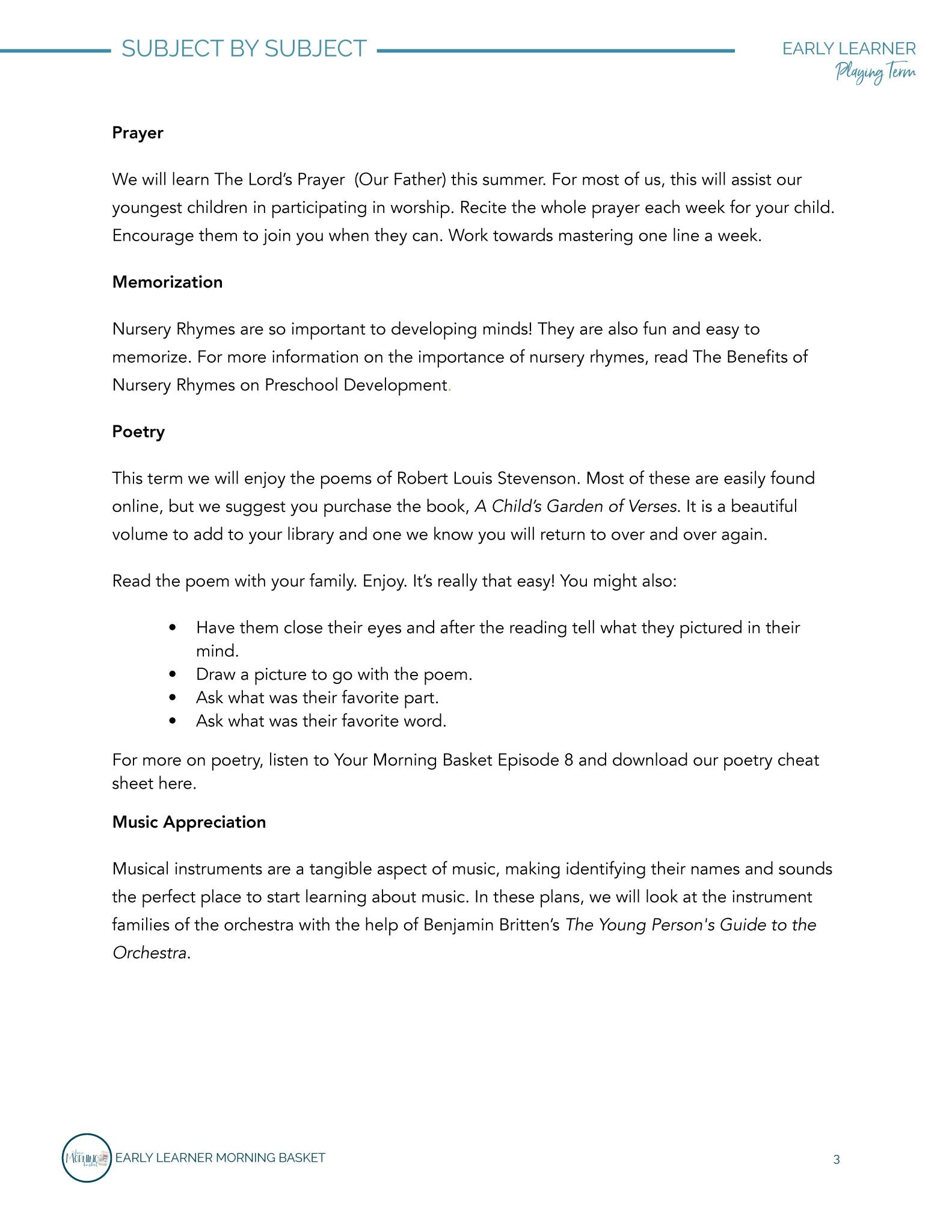 Playing Term: Early Learner Morning Time Plans - Homeschool Better Together