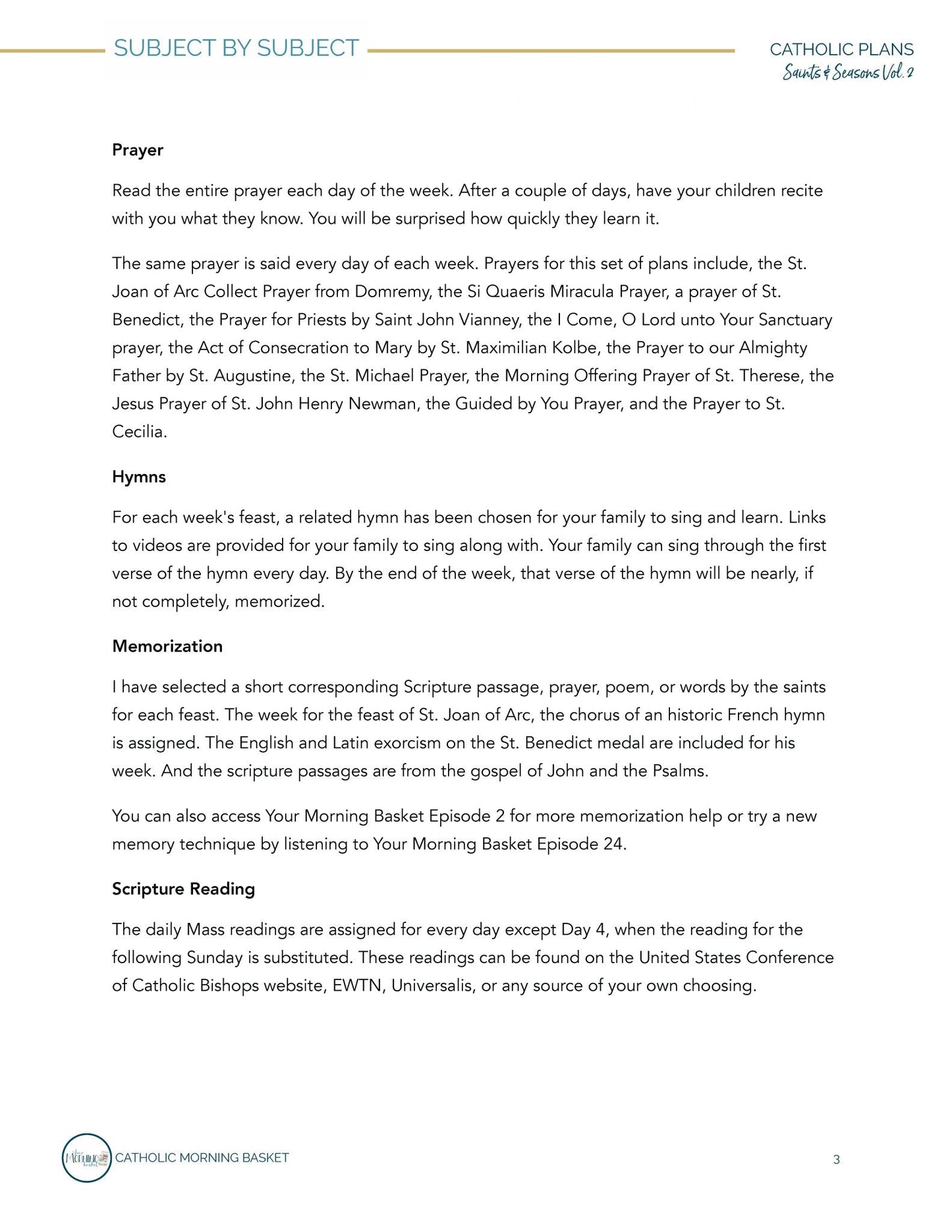 Saints and Seasons Morning Time Plans Vol. 2 - Homeschool Better Together