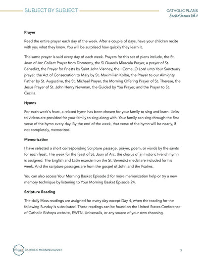 Saints and Seasons Morning Time Plans Vol. 2 - Homeschool Better Together