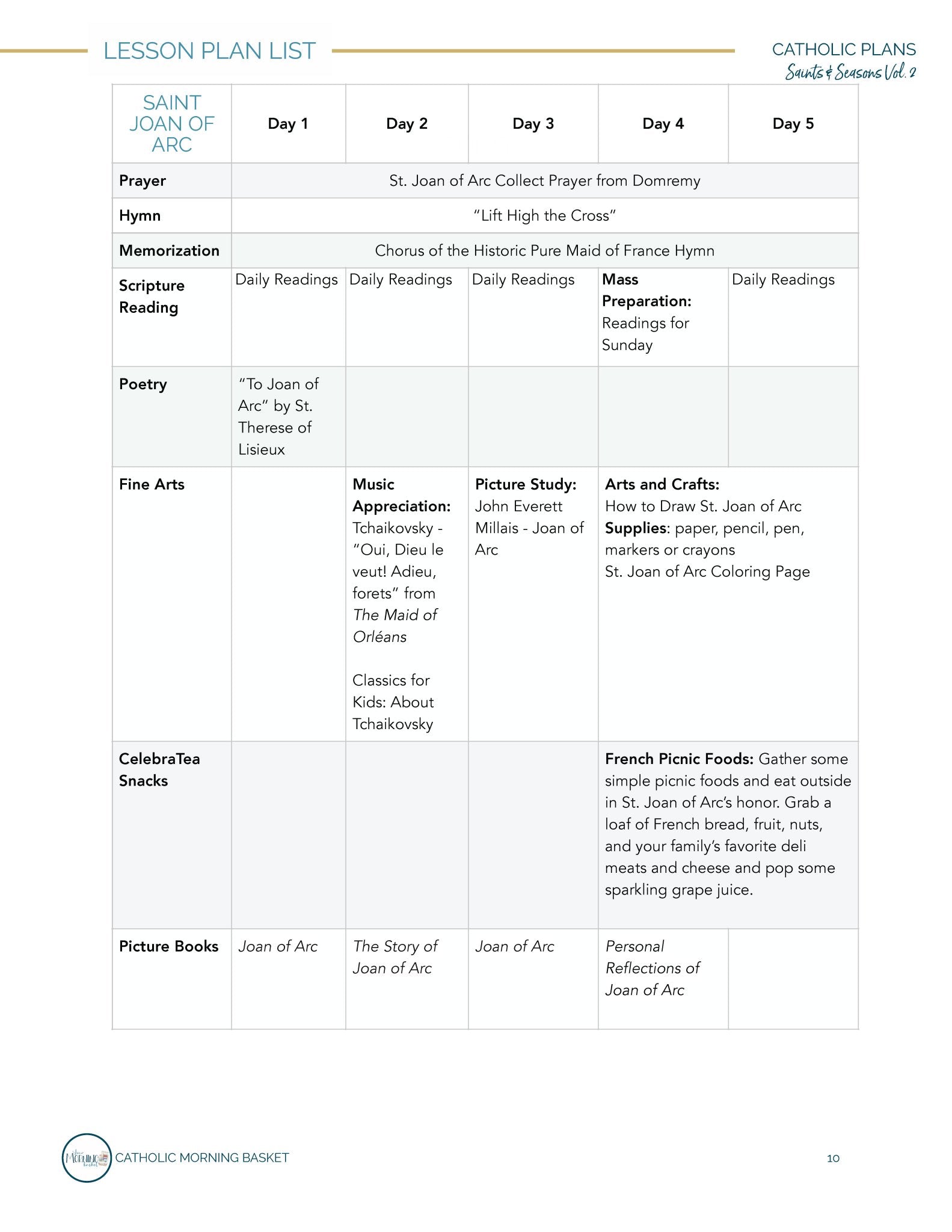 Saints and Seasons Morning Time Plans Vol. 2 - Homeschool Better Together