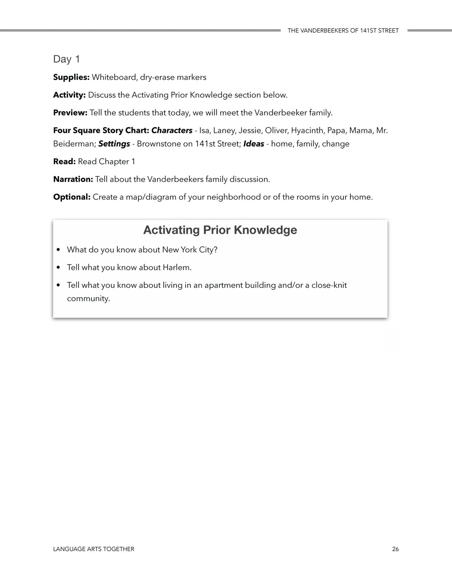 The Vanderbeekers of 141st Street Language Arts Together - Homeschool Better Together