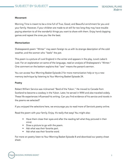 Winter 3.0 Morning Time Plans - Homeschool Better Together