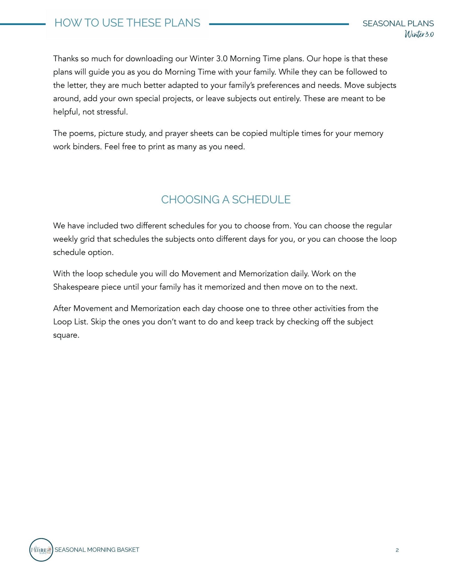 Winter 3.0 Morning Time Plans - Homeschool Better Together
