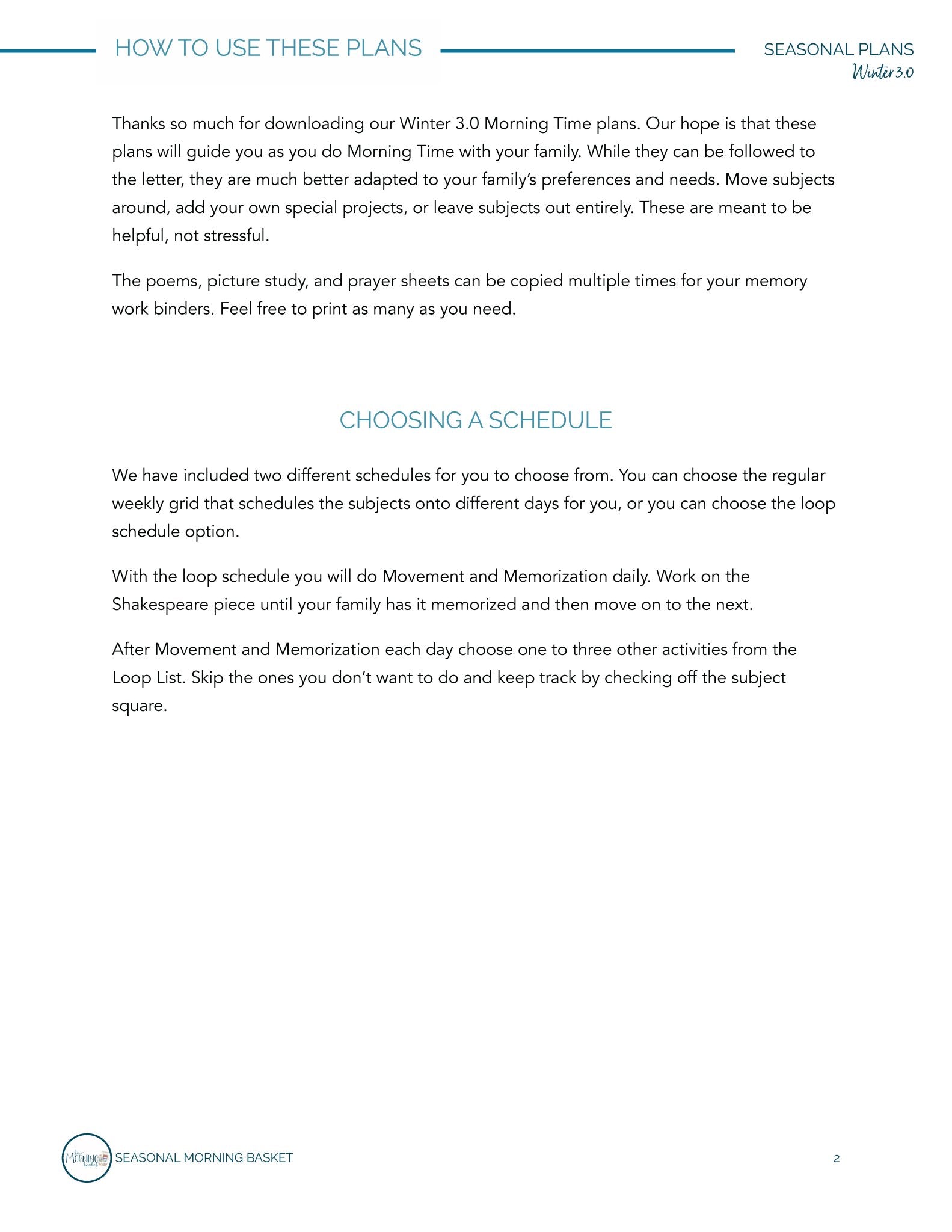Winter 3.0 Morning Time Plans - Homeschool Better Together