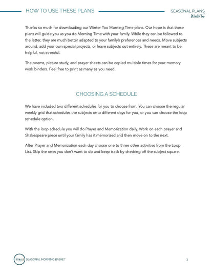 Winter Too Morning Time Plans - Homeschool Better Together