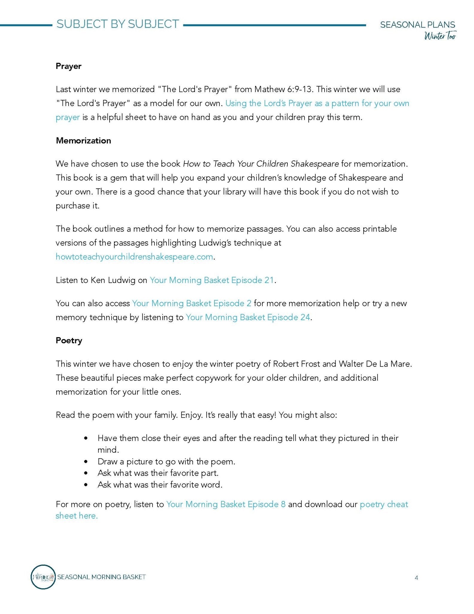 Winter Too Morning Time Plans - Homeschool Better Together